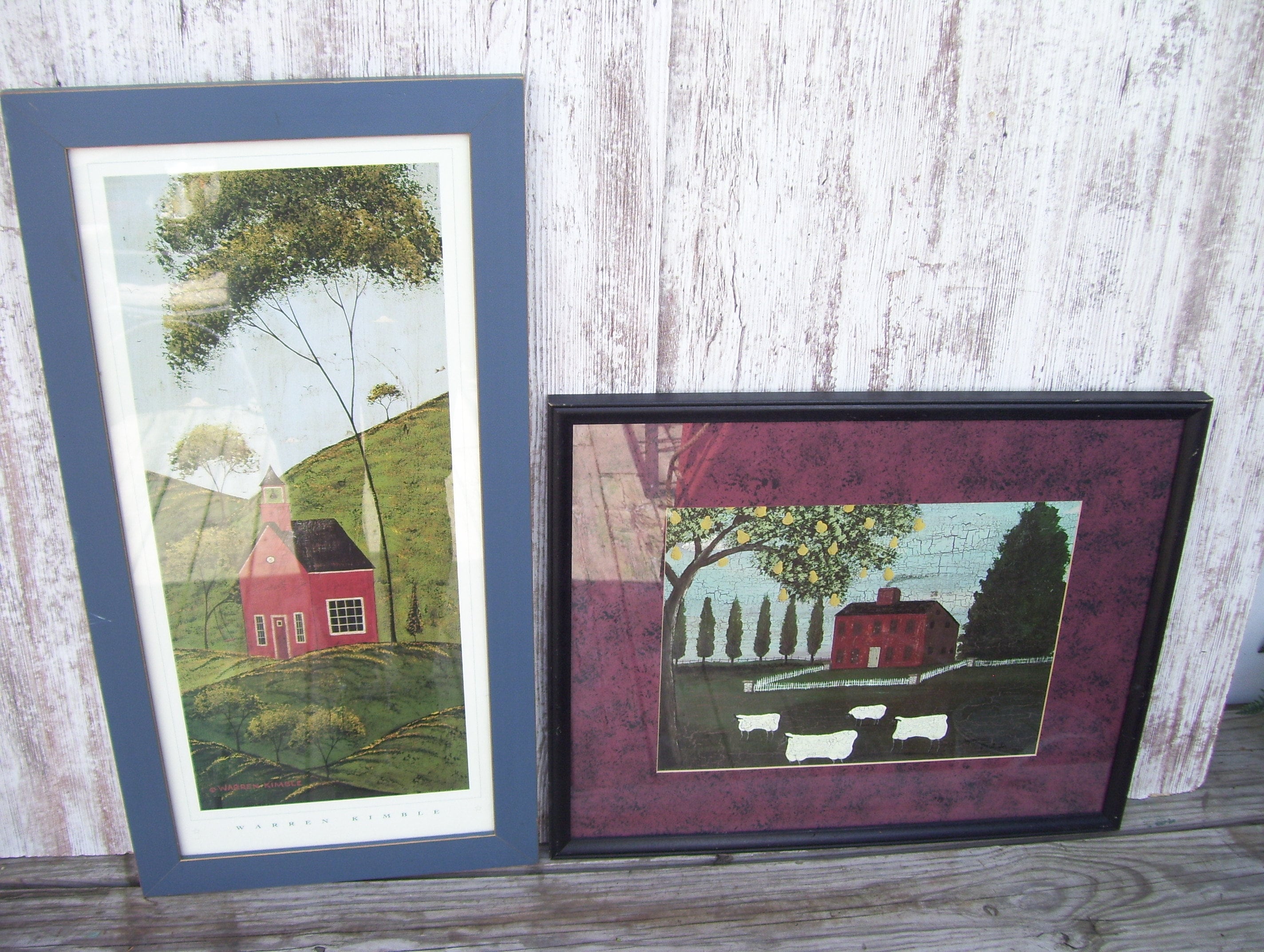 Farmhouse Art Warren Kimble Red School House OR Meadow Sheep Paul