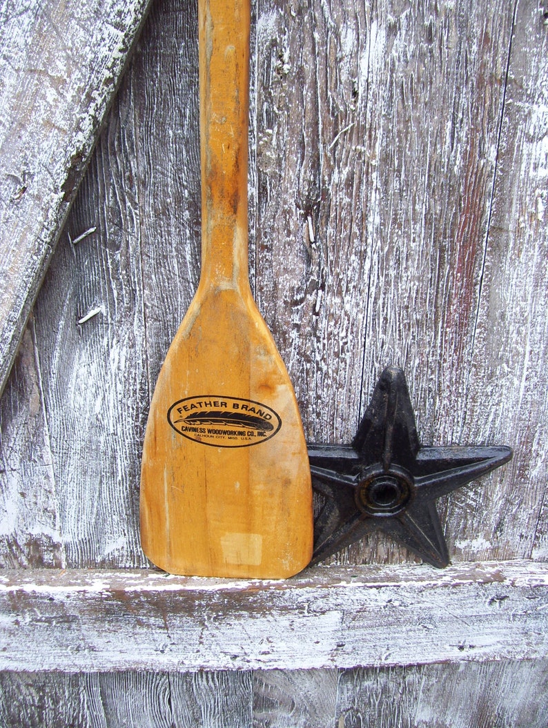 Vintage Canoe Paddle Feather Brand Wooden Oar Caviness Lake Etsy