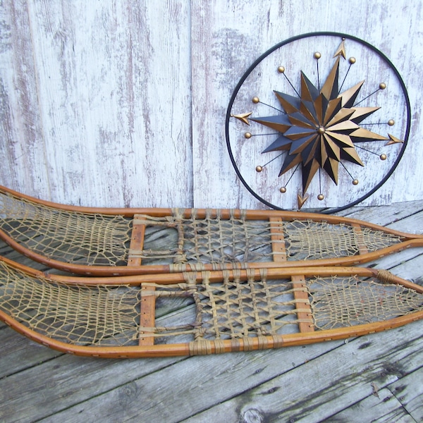 CA Lund Snowshoe Cabin Decor Rustic Snow Shoes Mountain Home Pick ONE or BOTH Dated 1943