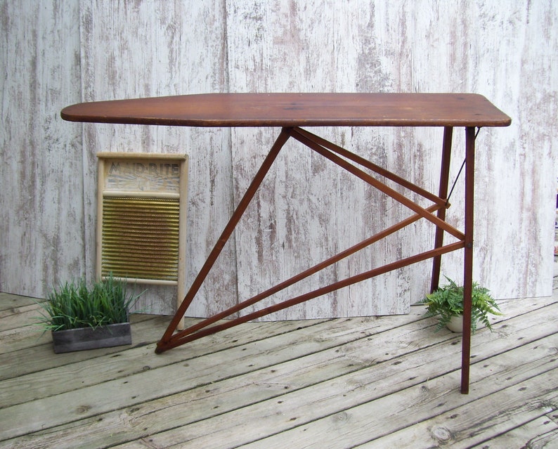 Antique Wood Ironing Board Dark Wooden Folding Iron Table Etsy