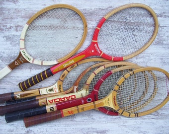 Wood Tennis Racquets Bancroft Pancho Gonzales Spalding Garcia Harold Solmon Stan Smith Super Winner Wood Rackets Sports Decor 25