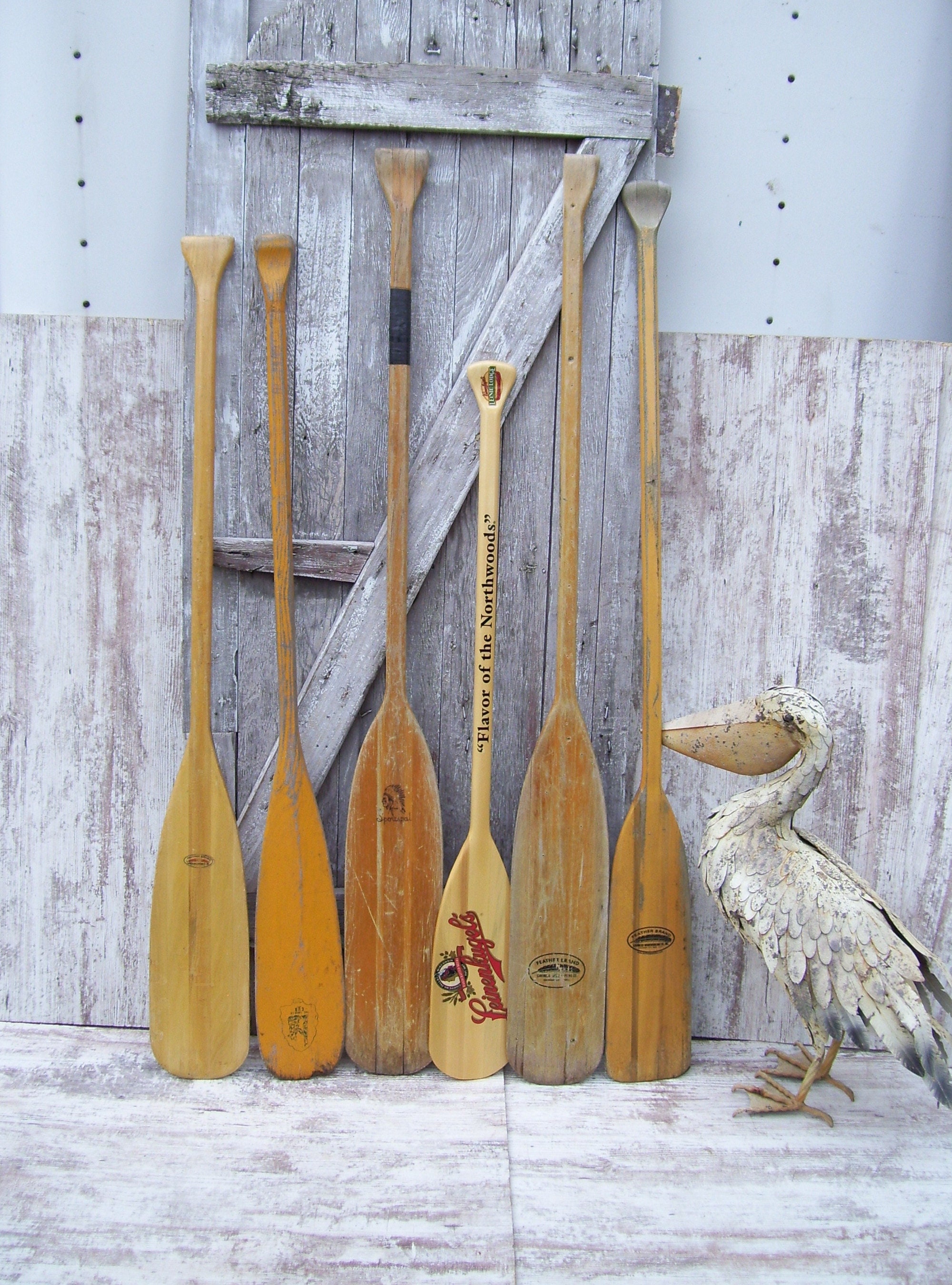 Feather Brand Wood Canoe Paddle Leinenkugels Boat Oar Smoker Cub Sportspal Beach Cabin Lakehouse Nautical YOUR CHOICE #25