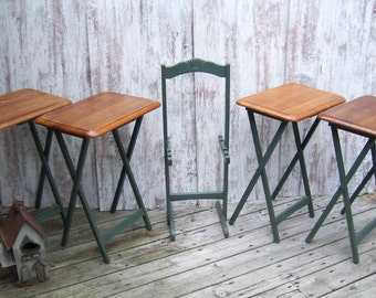 wooden tv tray set with stand