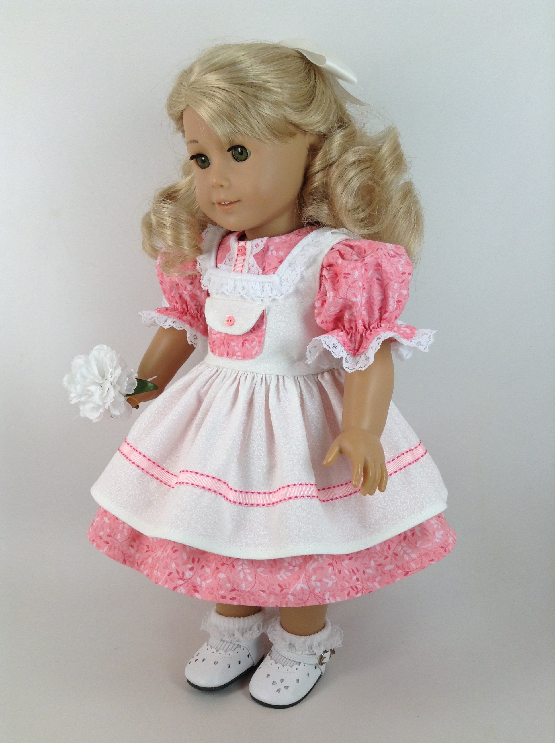 Vintage Dress in Pink Pinafore & Petticoat for American Girl | Etsy