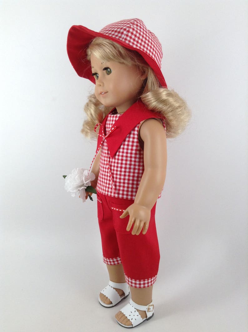 American Girl 18inch Doll Clothes Summer Top Capris Hat Etsy Cross stitch santa counted claus patterns christmas pattern celtic embroidery halina emporium matson choose