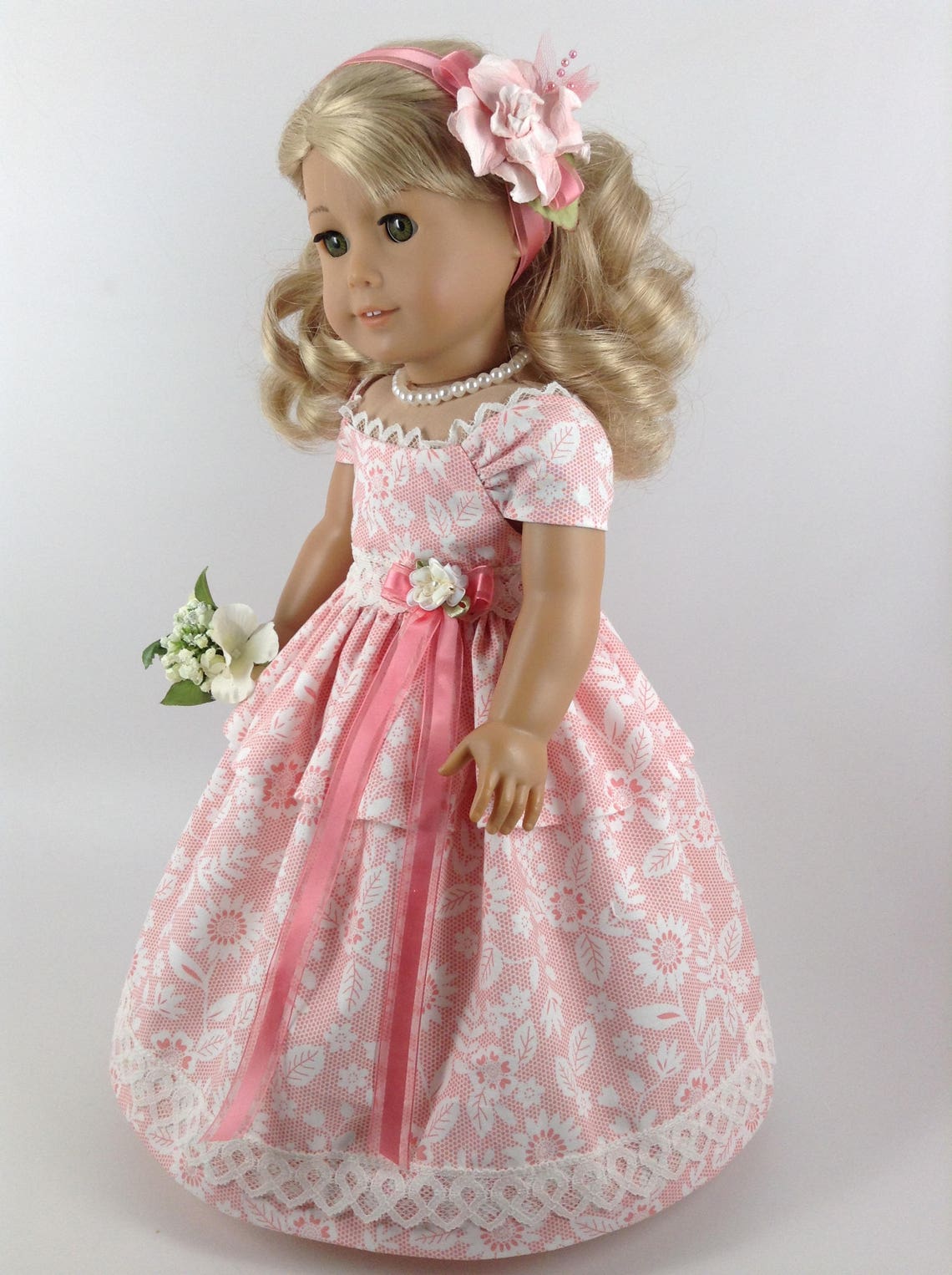 american-girl-18-inch-doll-clothes-tiered-gown-petticoat-etsy