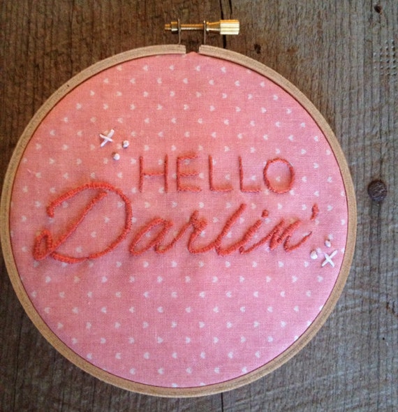 Items similar to Embroidery Wall Art "Hello Darlin'" on Etsy