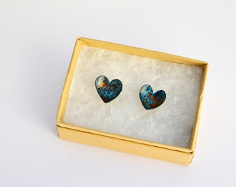 Heart Stud Earrings - Heart Earrings - Love Heart Earrings - Gifts for her - Heart Jewellery - Copper Earrings