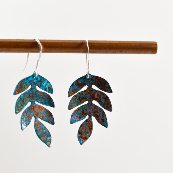 Fern Drop Earrings - Copper Fern Earrings - Leaf Drop Earrings  - Botanical Jewellery - Gifts for Her