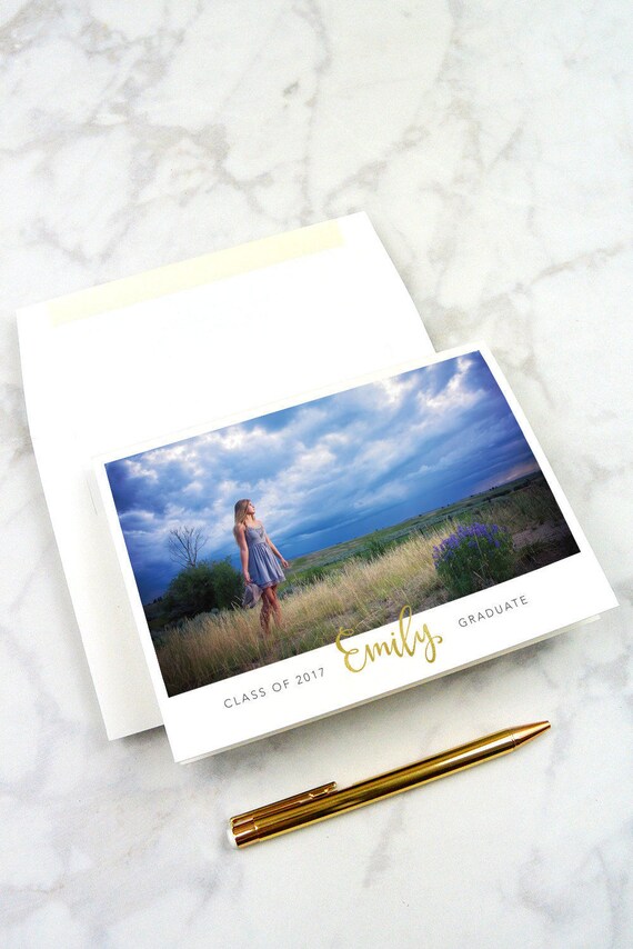 Folded Graduation Announcement Cards Classic Grad Invitation Etsy