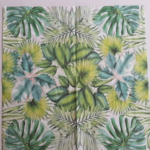 4× Cocktail Paper napkins Tropical Leaves, #4987, decoupage art craft, serviette tableware, scrapbooking tissue, mix media, green jungle.