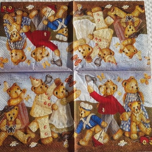 4× Paper Napkins #2499  Family Bears/Collectable/Decoupage napkins/craft supplies/bears lovers/teddy bear/animals/scarbooking/art and craft.