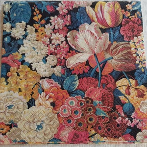 4 x Decoupage Paper Napkins, #5009, Painted floral, Collectible flowers, tulips roses paper background, garden bouquet, retro roses tissue.,