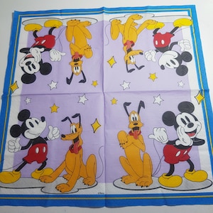 Mickey Mouse friends #5076 Paper napkins set of 4 -2 ply, decoupage party supplies, dog  Mickey cartoon party, birthday tableware tissues.