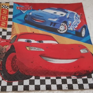 Racing Sport cars Disney/Pixar x4 Paper napkins -2 ply/party/birthday/boys/decoupage/themed napkins/table decor/cartoon/Made in the Greece.