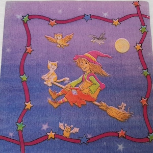 4 x Decoupage paper napkins Witch Owl Cat, #2113, paper Collection, tissue craft supplies, Halloween gifts card making, owl bird.