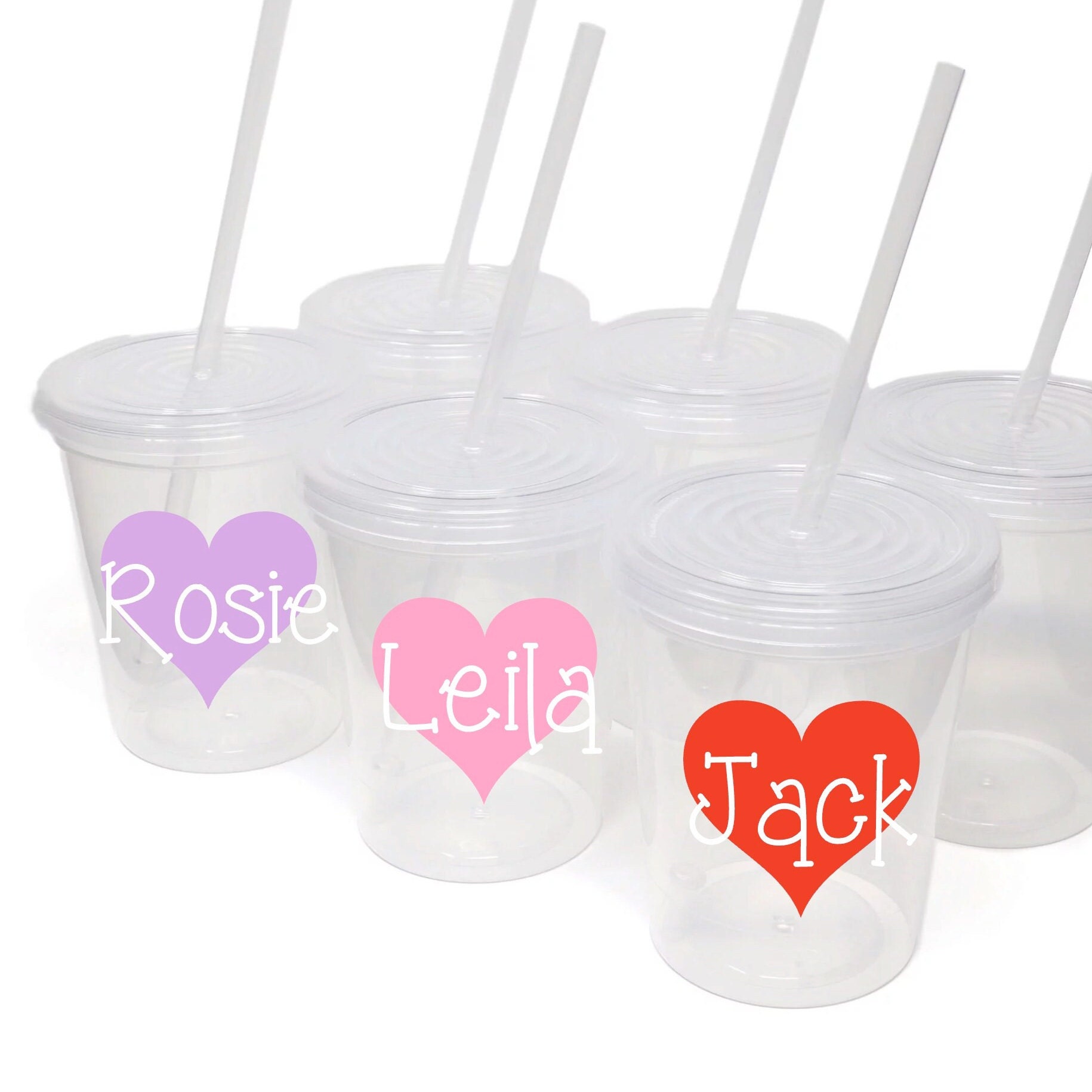 Personalized Valentine Kids Cups, Valentine Cups with Lid and Straw,  Valentine Party Favors For Kids, Child Friendly Holiday Cups, Valentine