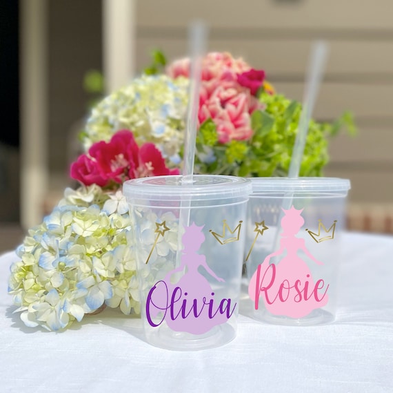 Reusable Princess Party Cups, Princess Cup with Lid and Straw, Princess Party Favors For Kids, Child Friendly Cup, Princess, Personalized