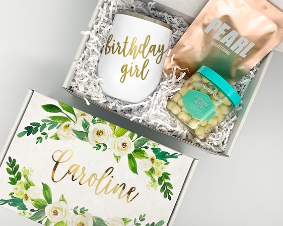 Birthday Gift Box for Women, Birthday Gift for her, Friends Birthday, Gift for Her, Personalized Tumbler, FLORAL BOX, Thinking Of You, BLUSH