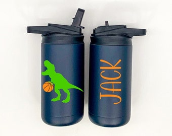 Personalized Dinosaur with Basketball Kids Tumbler, Dinosaur Tumbler, Boys Birthday Gift, Dinosaur Gift, Gift for Boys, Dinosaur, Basketball