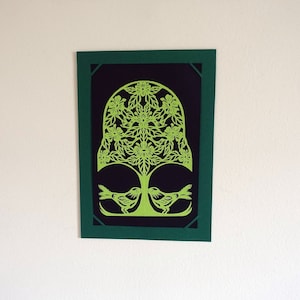 Papier original découpé art. Image d’art en papier découpé à la main.