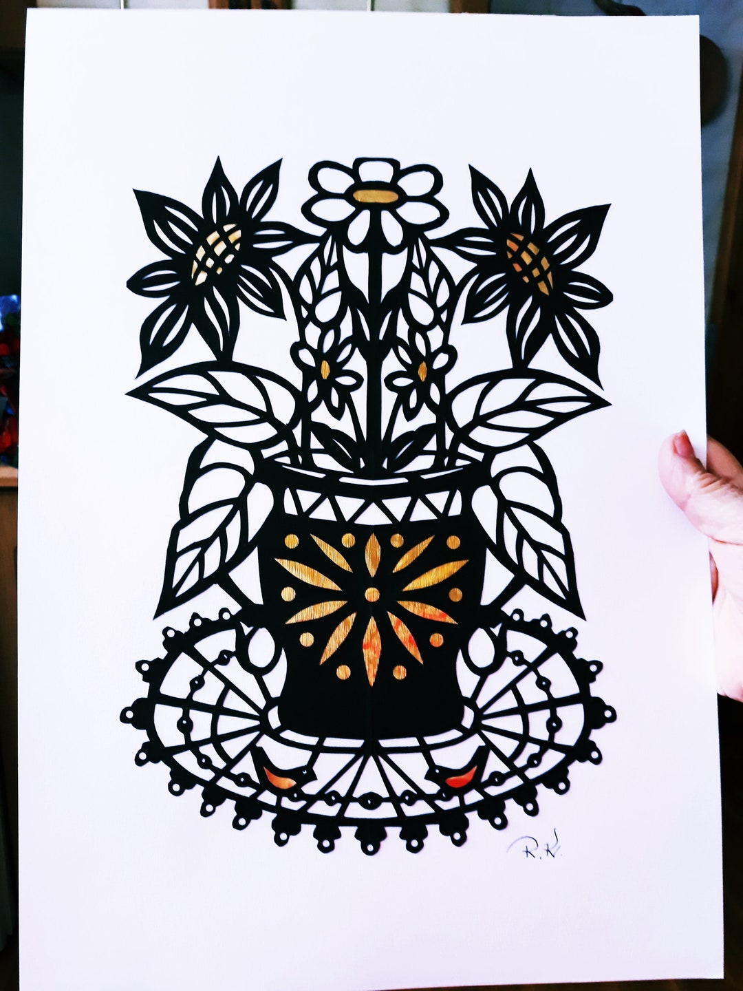 Papercut Art Picture.hand Paper Cutting. Wall Decor Paper Cut Out Art