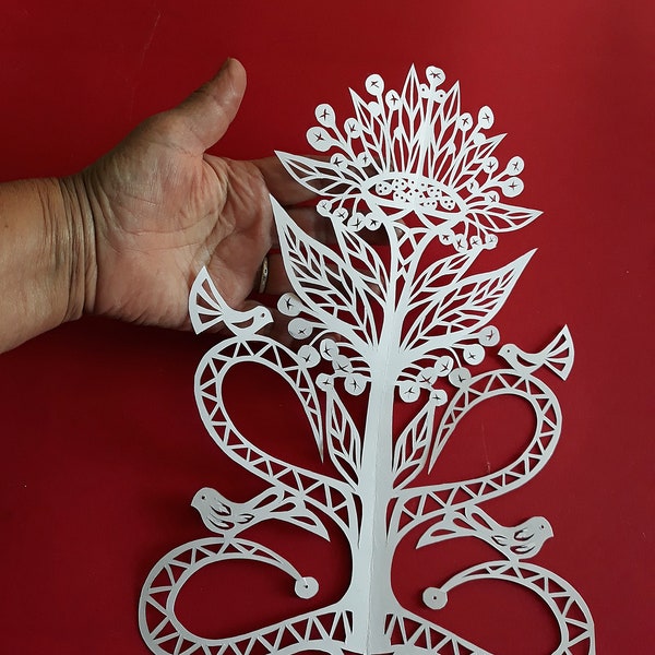 Original paper cut out art. A4 white paper cutting.