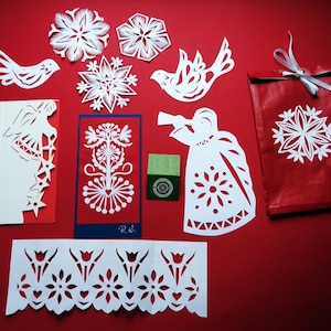 Original paper cut out art set. Unique papercut art. Paper cutting set decor. Lithuanian art