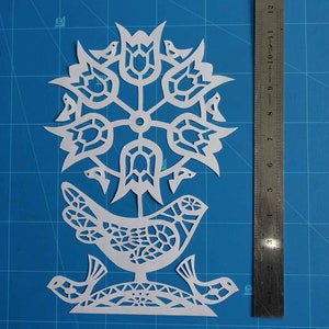 Hand Cut Paper Art: Lithuanian Folk Art, Bird & Floral Design