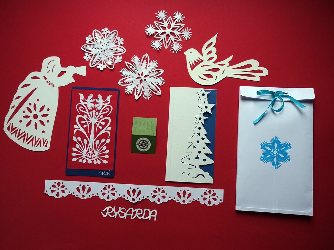 Hand Paper Cut Out Art Set. Paper Cutting Set for the New Year Gift