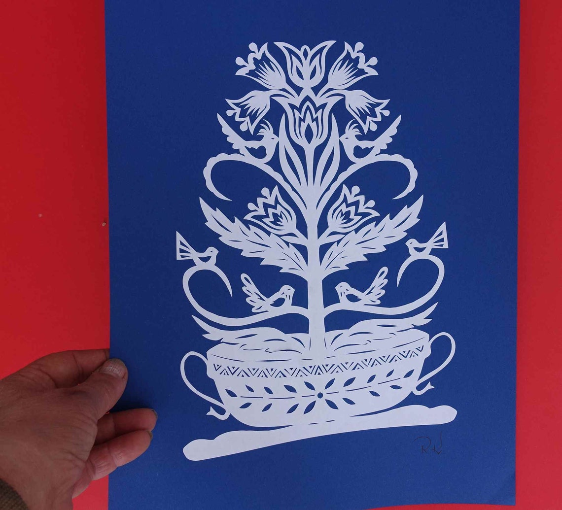 A3 format folk paper cutting picture art. Paper cut out art Etsy
