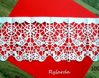 White Paper curtain.Original hand paper cutting art.