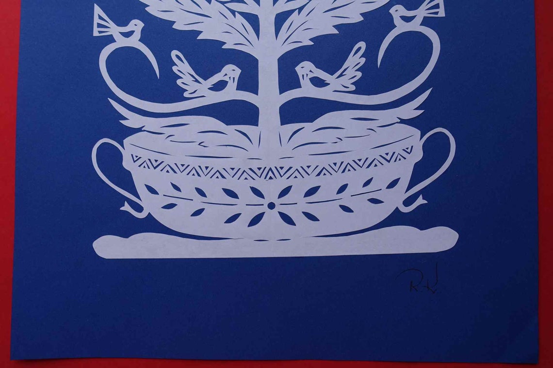 A3 format folk paper cutting picture art. Paper cut out art Etsy