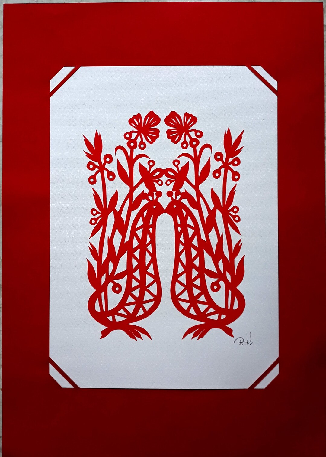 Birds Picture Paper Cut. Original Paper Cutting Decor. Paper Cut Wall