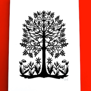 Original Paper cut out art picture. Hand paper cutting decor.