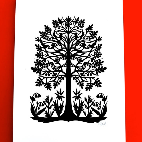 Original Paper cut out art picture.Hand paper cutting decor.