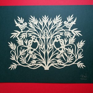 Original paper cut picture. Hand paper cutting decor. Botanical picture papercut art. The art of hand-cut paper by Rysarda
