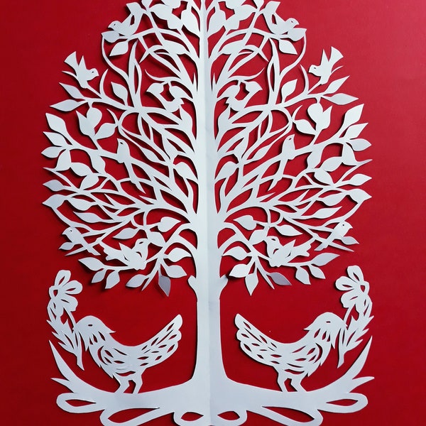 A4 format Botanical picture papercut art. Original paper cut out art. Unframed paper cut Lithuania art by Rysarda