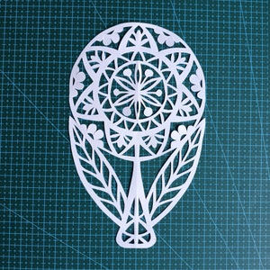 Handmade Paper Cut Art: Lithuanian Botanical Decor (Unframed, 8x5 in)