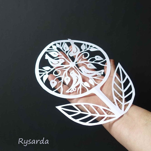 Birds paper cut.Original paper cut.Hand cutting paper.Paper cut picture