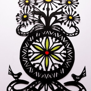 Original paper cut out art by Rysarda. Hand cut paper art picture. Paper cutting decor. Papercut art