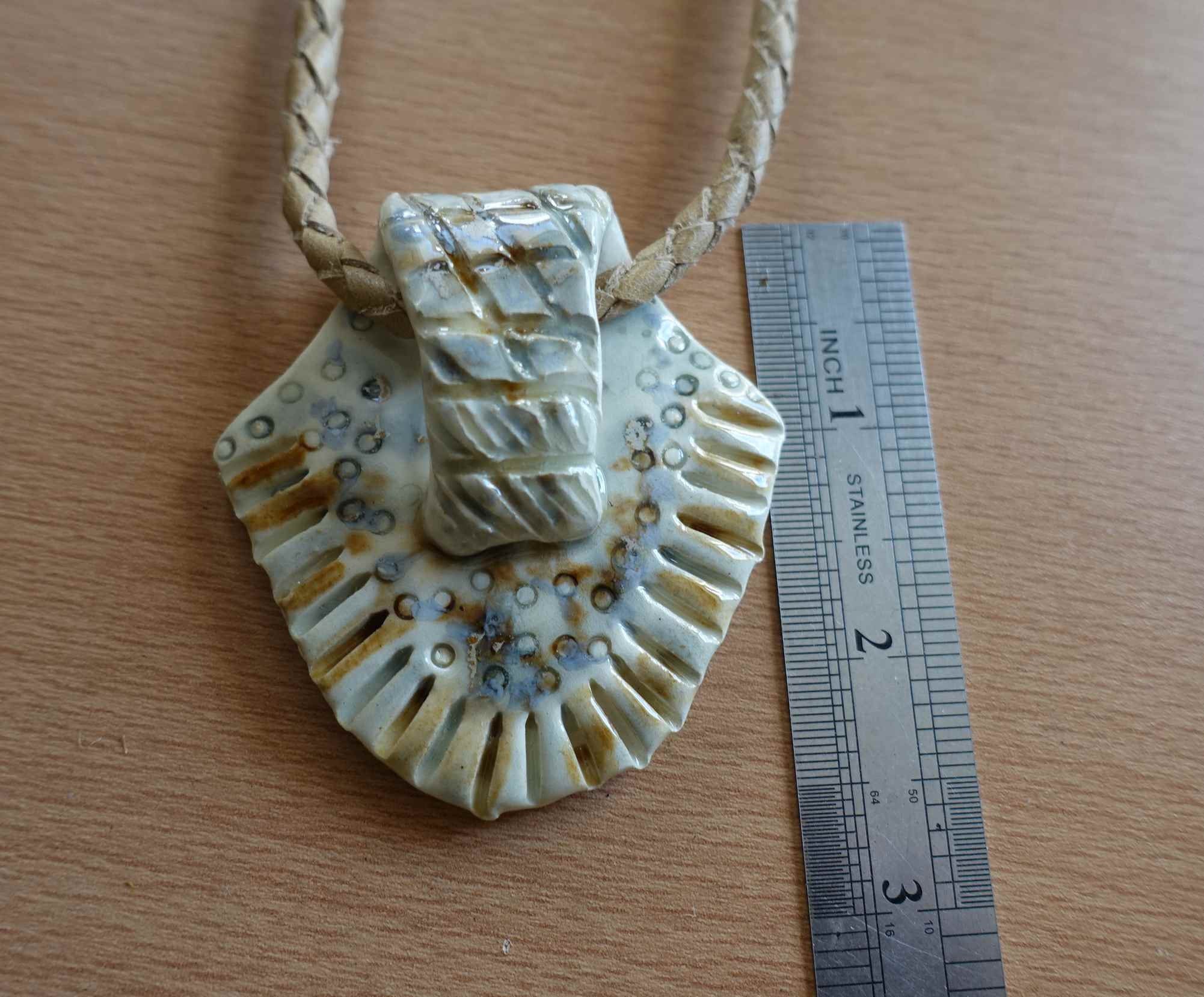 Pottery necklace pendant. Hand glazed ceramic jewelry. Etsy