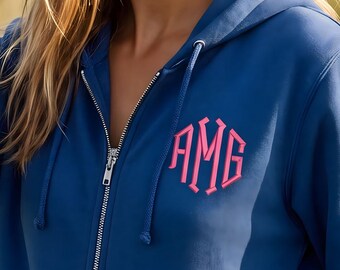 Bridesmaid Gift, Bridesmaid Zip Up Hoodie, Bridal Zip Hoodie, Bridesmaid Proposal, Embroidered Personalized Hoodie, Bridesmaid Sweats