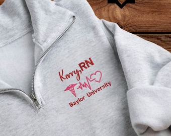 Gift For Nurse, EMT EMS, 1/4 Zip Sweatshirt, Physician Assistant, Doctor, Personalized Medical Jacket, Graduation Gift For Nurse