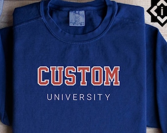 Embroidered Custom Two Color Varsity Sweatshirt, University Sweatshirt with College and City Names #6