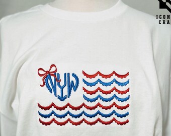 Personalized 4th of July Shirt Embroidered USA Sweatshirt – Custom Patriotic Sweatshirt/Hoodie – Monogram Flag Shirt