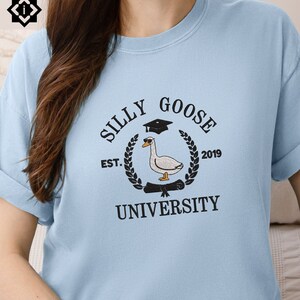 Embroidered Silly Goose University Custom Sweatshirt, Silly Goose Shirt, Embroidered Crewneck, Funny Sweatshirt, Comfort Colors Shirt