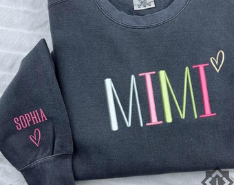 Comfort Colors® Custom Embroidered Mimi Sweatshirt with Grandkids' Names – Personalized Grandma, Momma, Mama Sweatshirt Embroidered Gift #2
