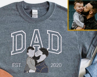 Custom Dad Portrait Embroidered Hoodie, Dad Portrait Sweatshirt From Picture, Embroidery Photo, Personalized Fathers Day Gift