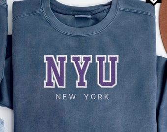 Custom Two Color Embroidered Varsity Sweatshirt, University Sweatshirt, Personalized with College and City #2